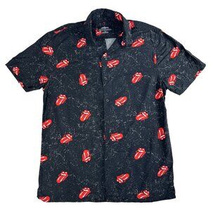 Rolling Stones Hot Lips Button Up Shirt Unisex Band Shirt, Size Medium